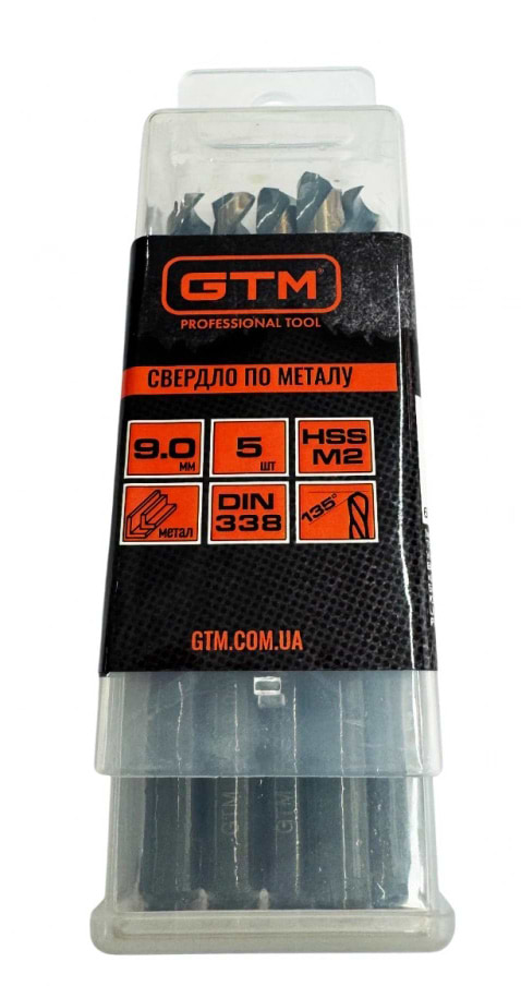 Свердло GTM 9,0 мм HSS 5 шт. з подвійним покриттям (EM2-090K)